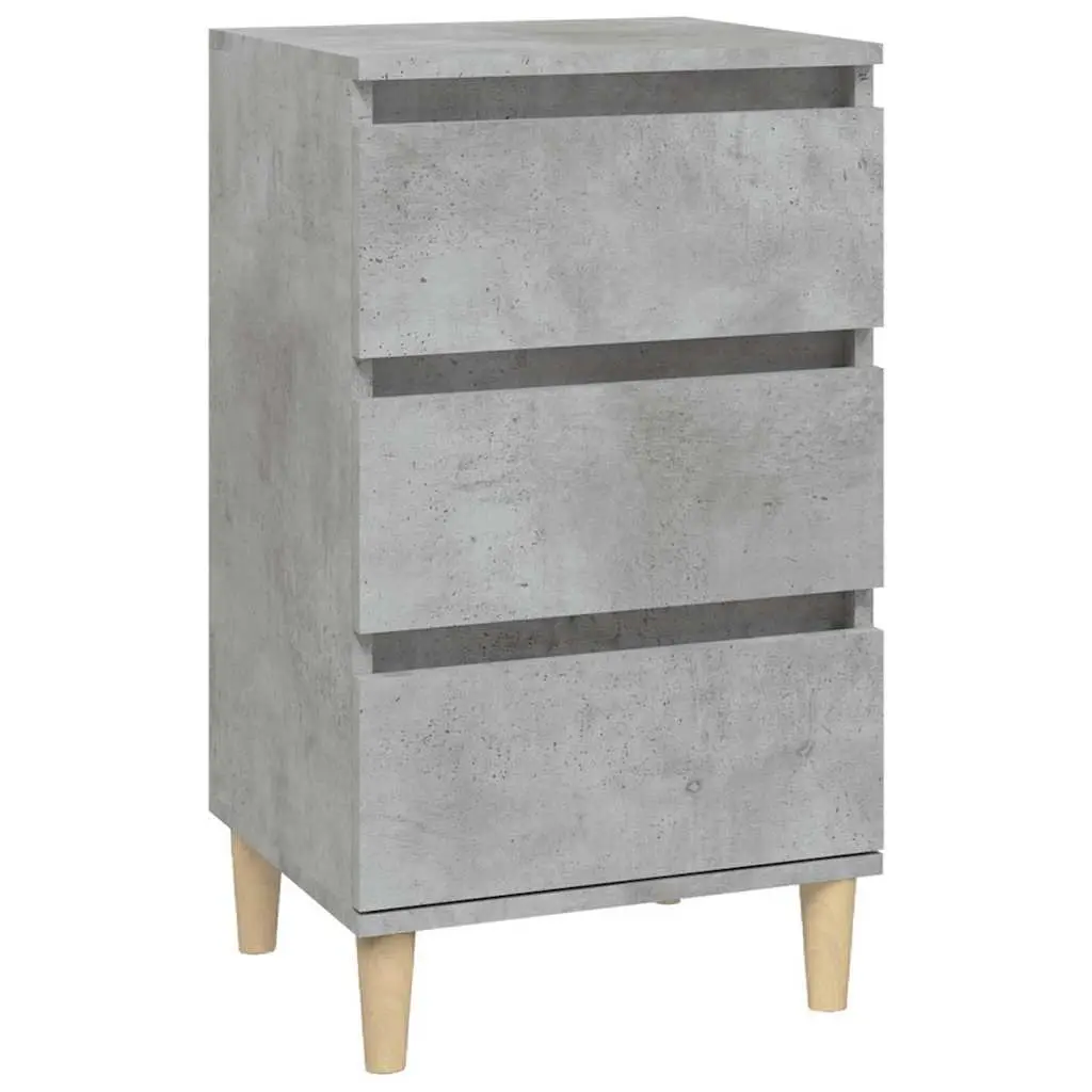 Bedside Cabinet Grey 40x35x70 cm Engineered Wood 3 Drawers Nightstand