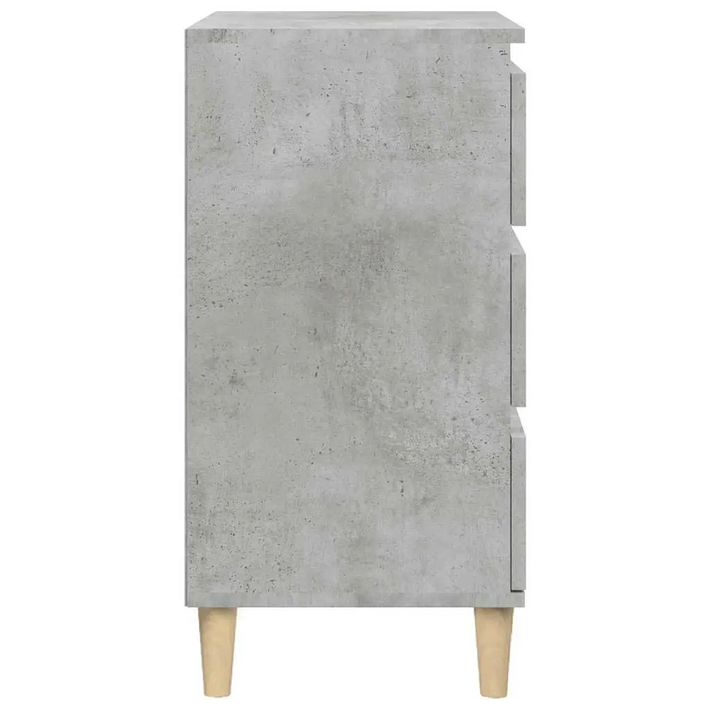 Bedside Cabinet Grey 40x35x70 cm Engineered Wood 3 Drawers Nightstand