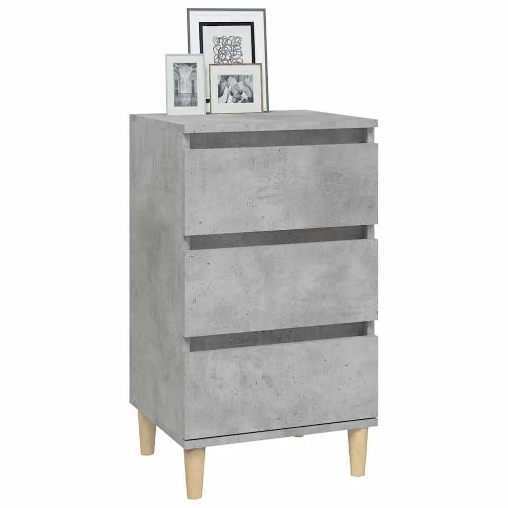 Bedside Cabinet Grey 40x35x70 cm Engineered Wood 3 Drawers Nightstand