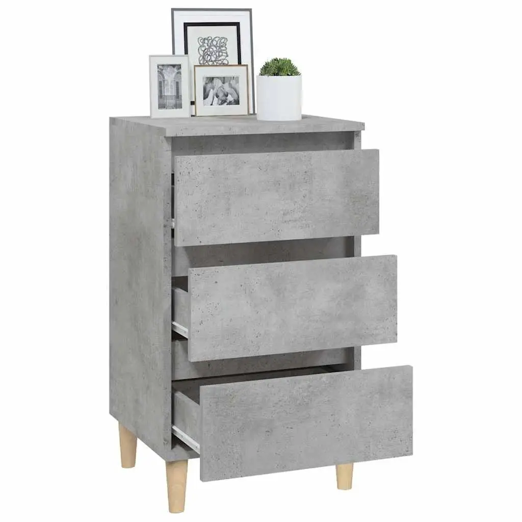 Bedside Cabinet Grey 40x35x70 cm Engineered Wood 3 Drawers Nightstand