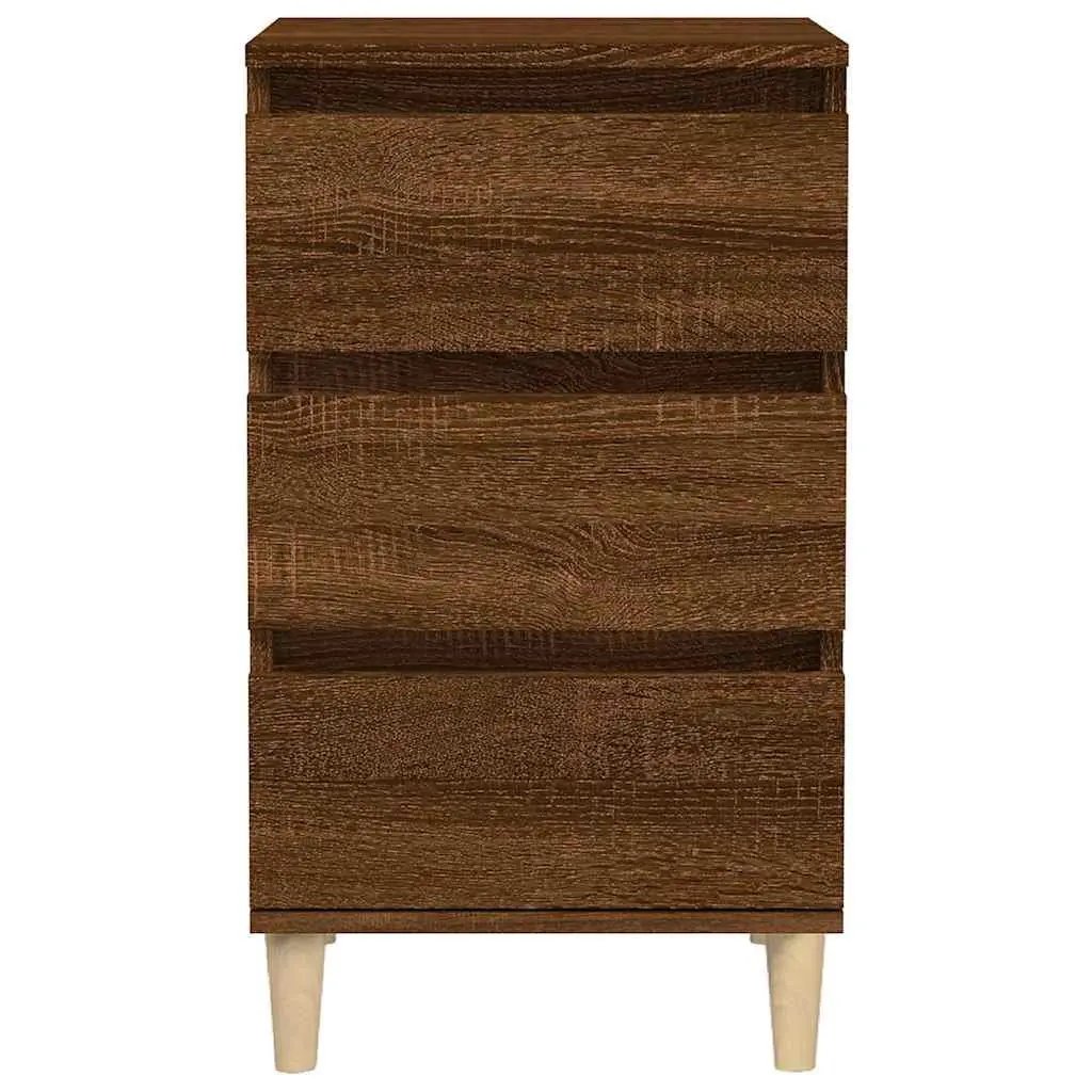 Brown Oak Bedside Cabinet with 3 Drawers