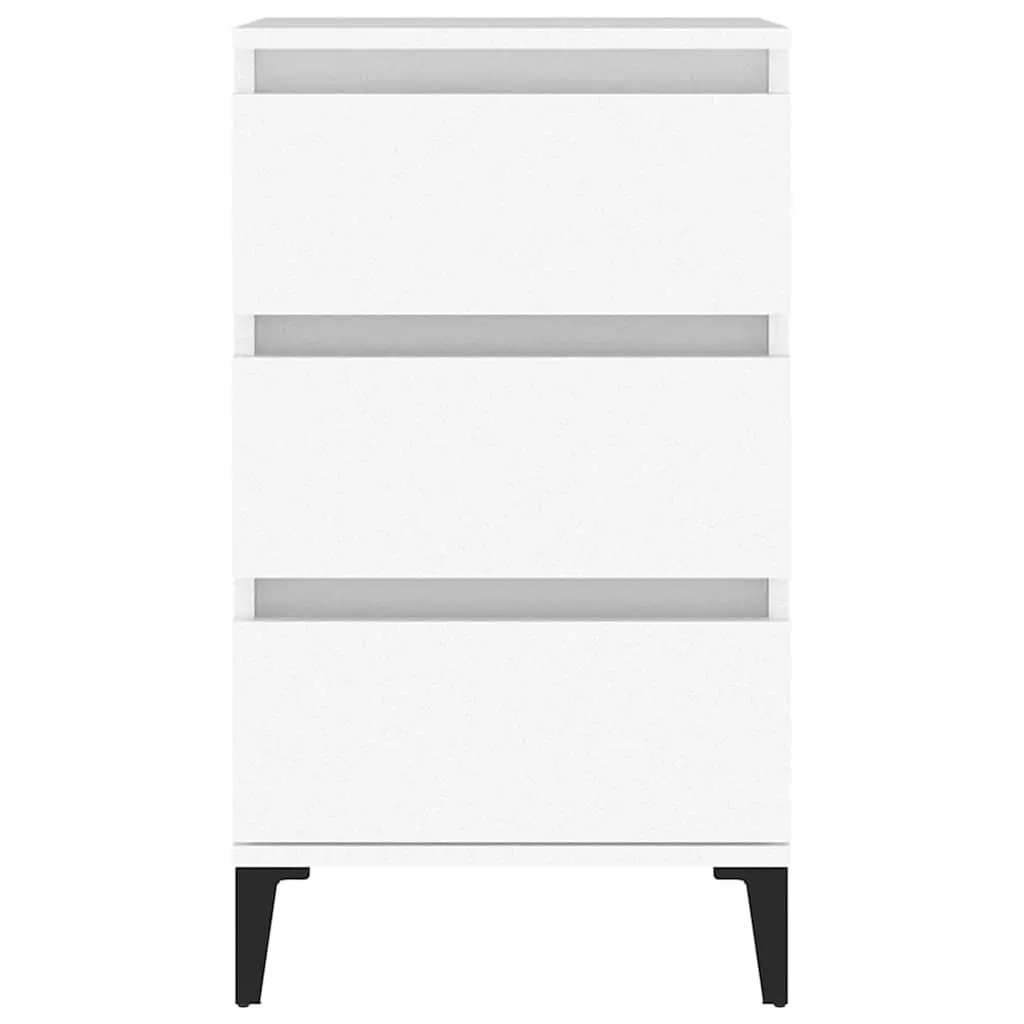 Bedside Cabinet Industrial Style Nightstand 40x35x70cm White 3 Drawer Storage