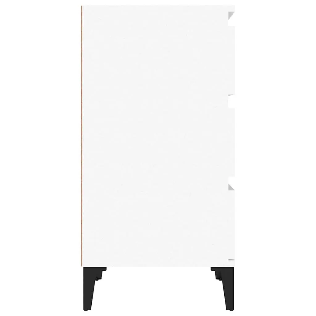 Bedside Cabinet Industrial Style Nightstand 40x35x70cm White 3 Drawer Storage