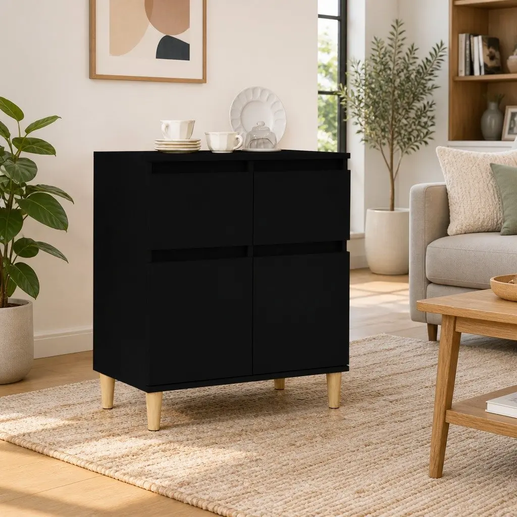 Black Sideboard with Ample Storage Space
