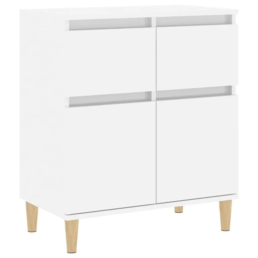Sideboard Storage Cabinet High Gloss White 60x35x70cm with Drawers and Compartments