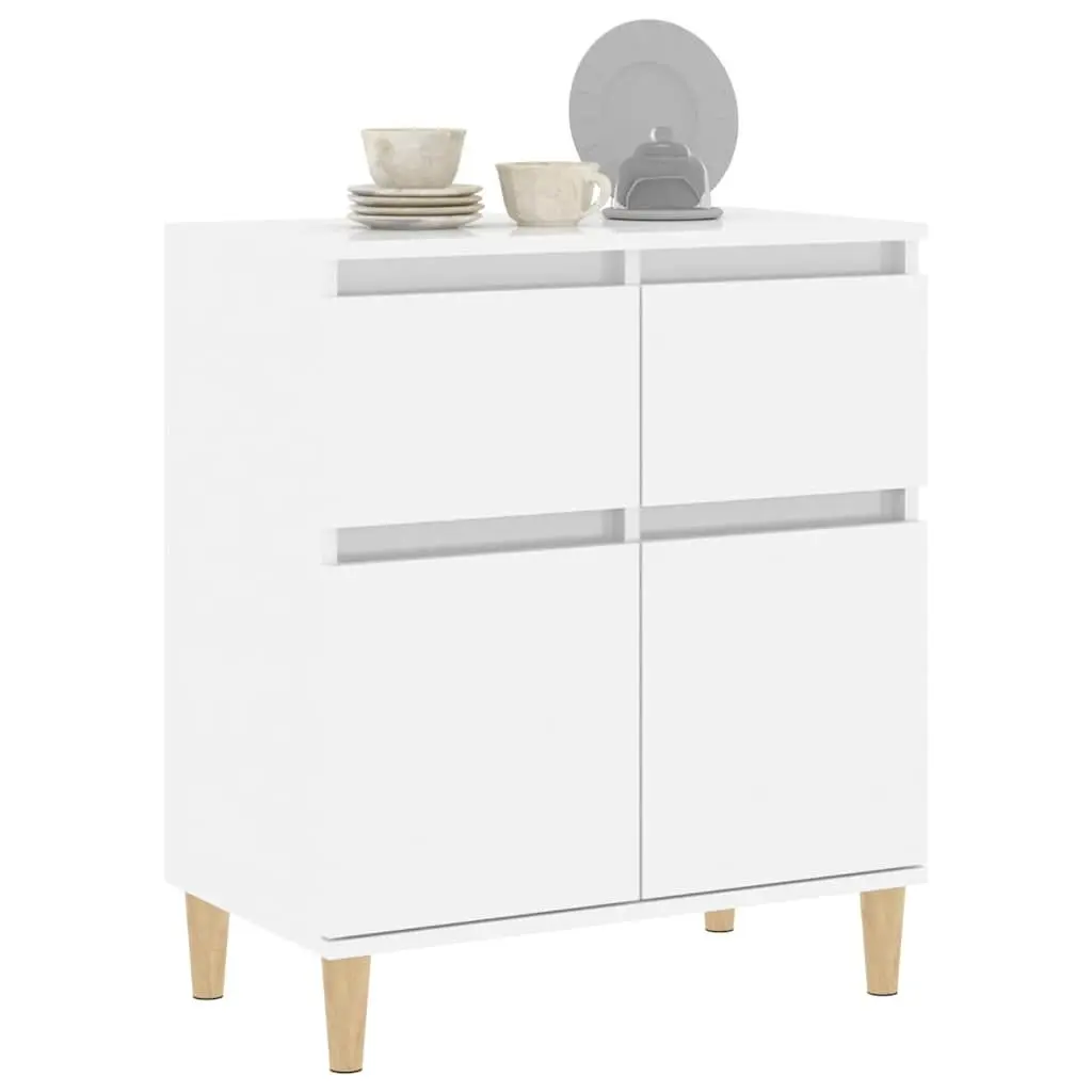 Sideboard Storage Cabinet High Gloss White 60x35x70cm with Drawers and Compartments