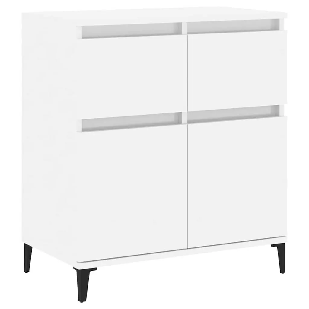 Sideboard Storage Cabinet 60x35x70cm High Gloss White Engineered Wood 2 Drawer