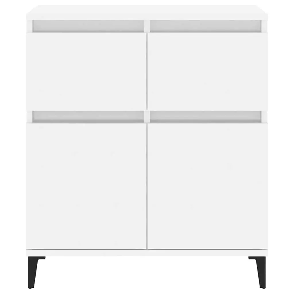 Sideboard Storage Cabinet 60x35x70cm High Gloss White Engineered Wood 2 Drawer
