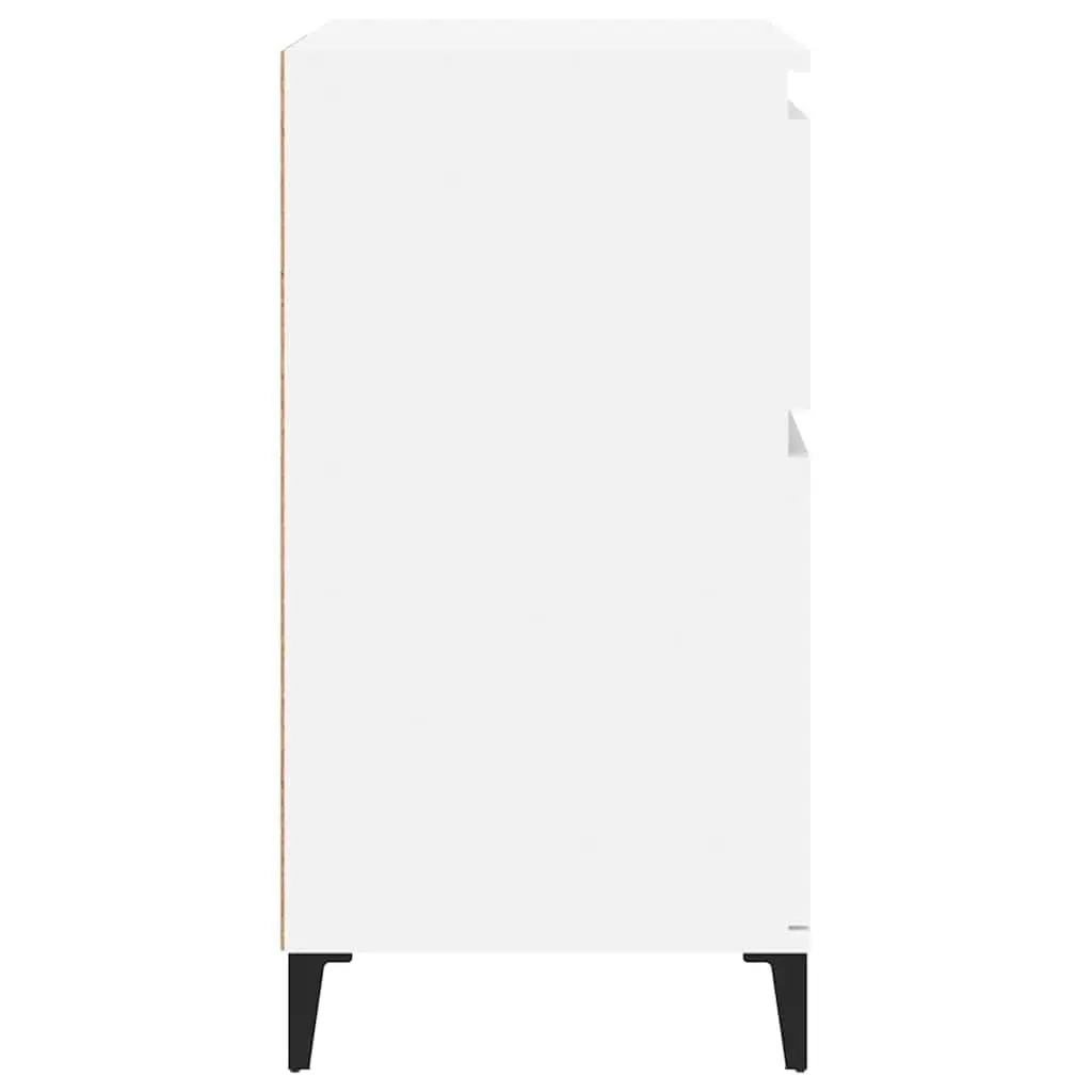 Sideboard Storage Cabinet 60x35x70cm High Gloss White Engineered Wood 2 Drawer