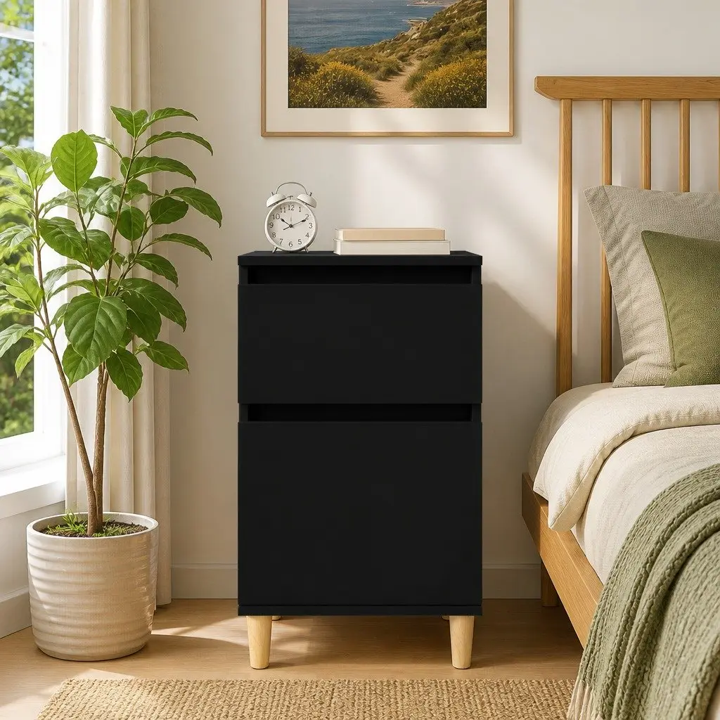 Bedside Cabinet Storage Organizer 40x35x70cm Black