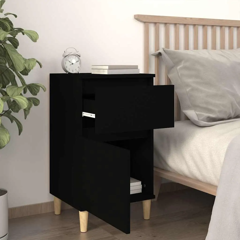 Bedside Cabinet Storage Organizer 40x35x70cm Black