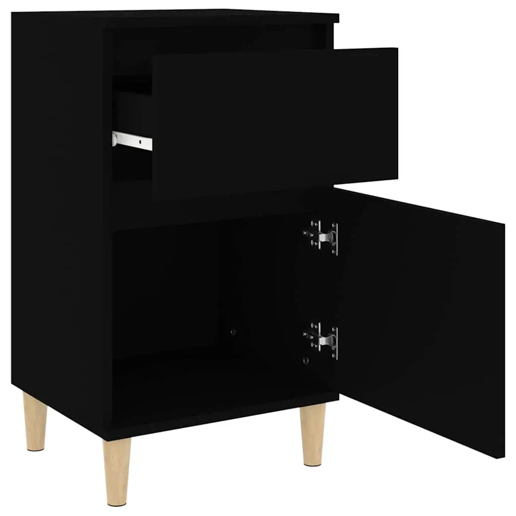 Bedside Cabinet Storage Organizer 40x35x70cm Black