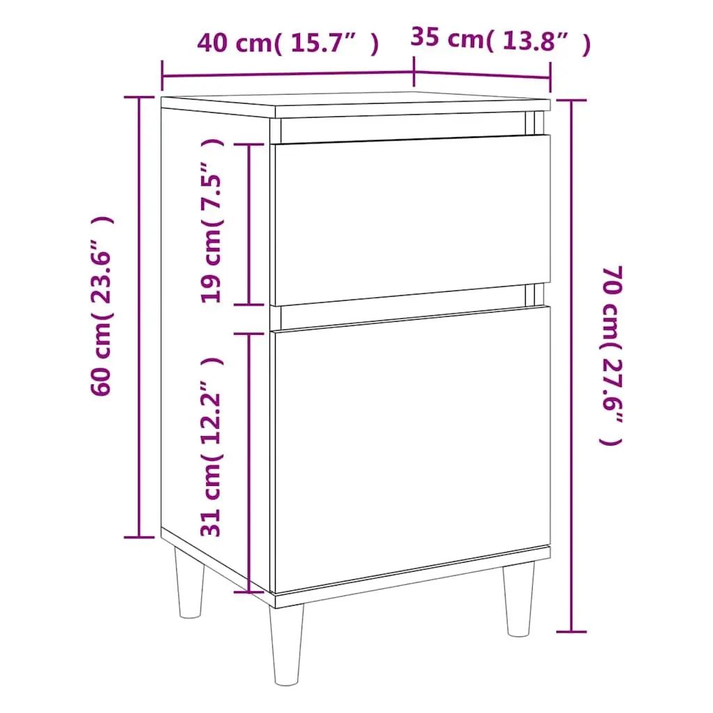 Bedside Cabinets 2 pcs Brown Storage Nightstand Organiser 40x35x70 cm