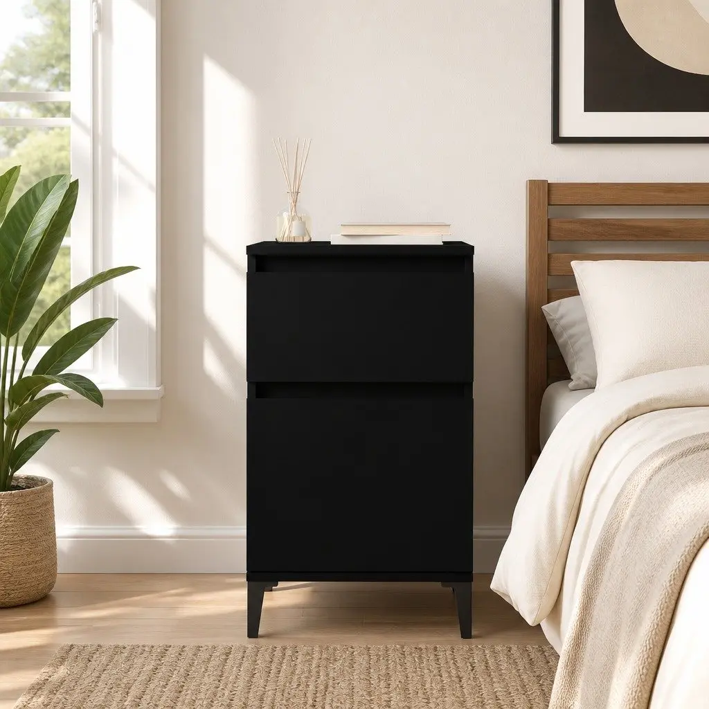 Bedside Cabinet Storage Organiser 40x35x70cm Black