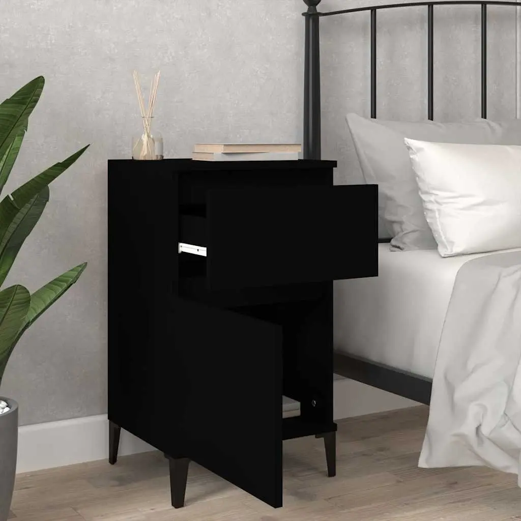 Bedside Cabinet Storage Organiser 40x35x70cm Black