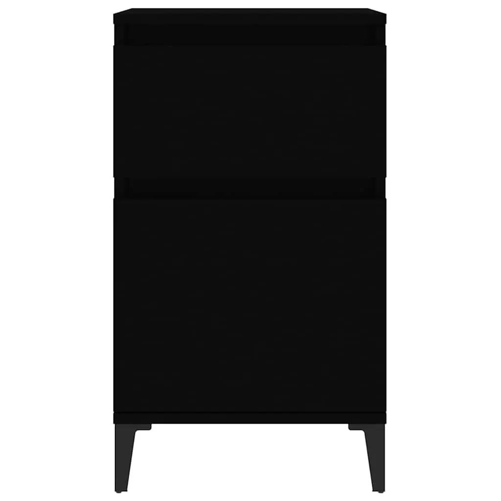 Bedside Cabinets Black Nightstand Storage 40x35x70 cm Set of 2