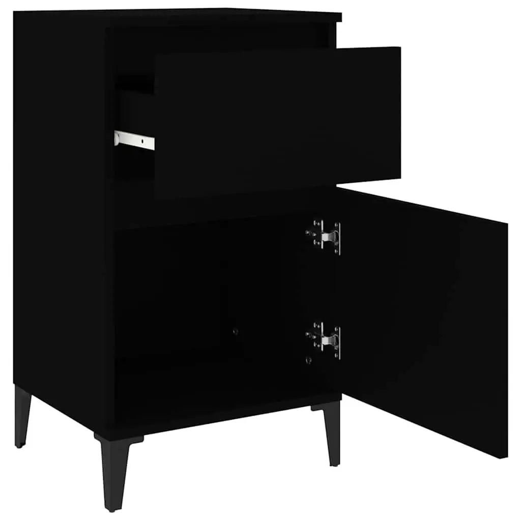 Bedside Cabinets Black Nightstand Storage 40x35x70 cm Set of 2