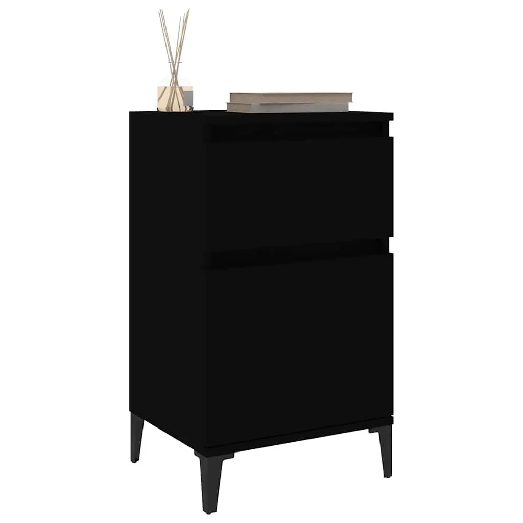 Bedside Cabinets Black Nightstand Storage 40x35x70 cm Set of 2