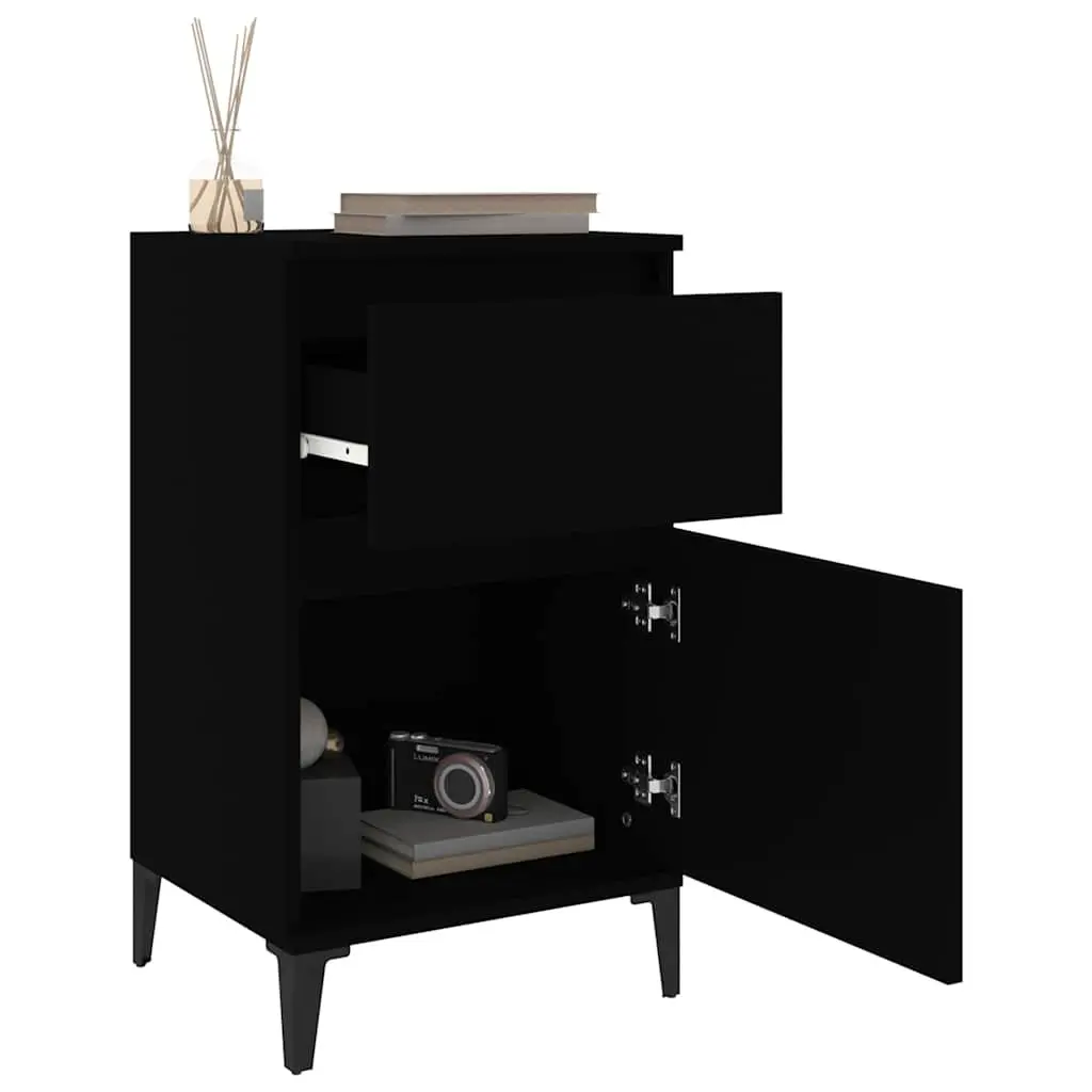 Bedside Cabinets Black Nightstand Storage 40x35x70 cm Set of 2