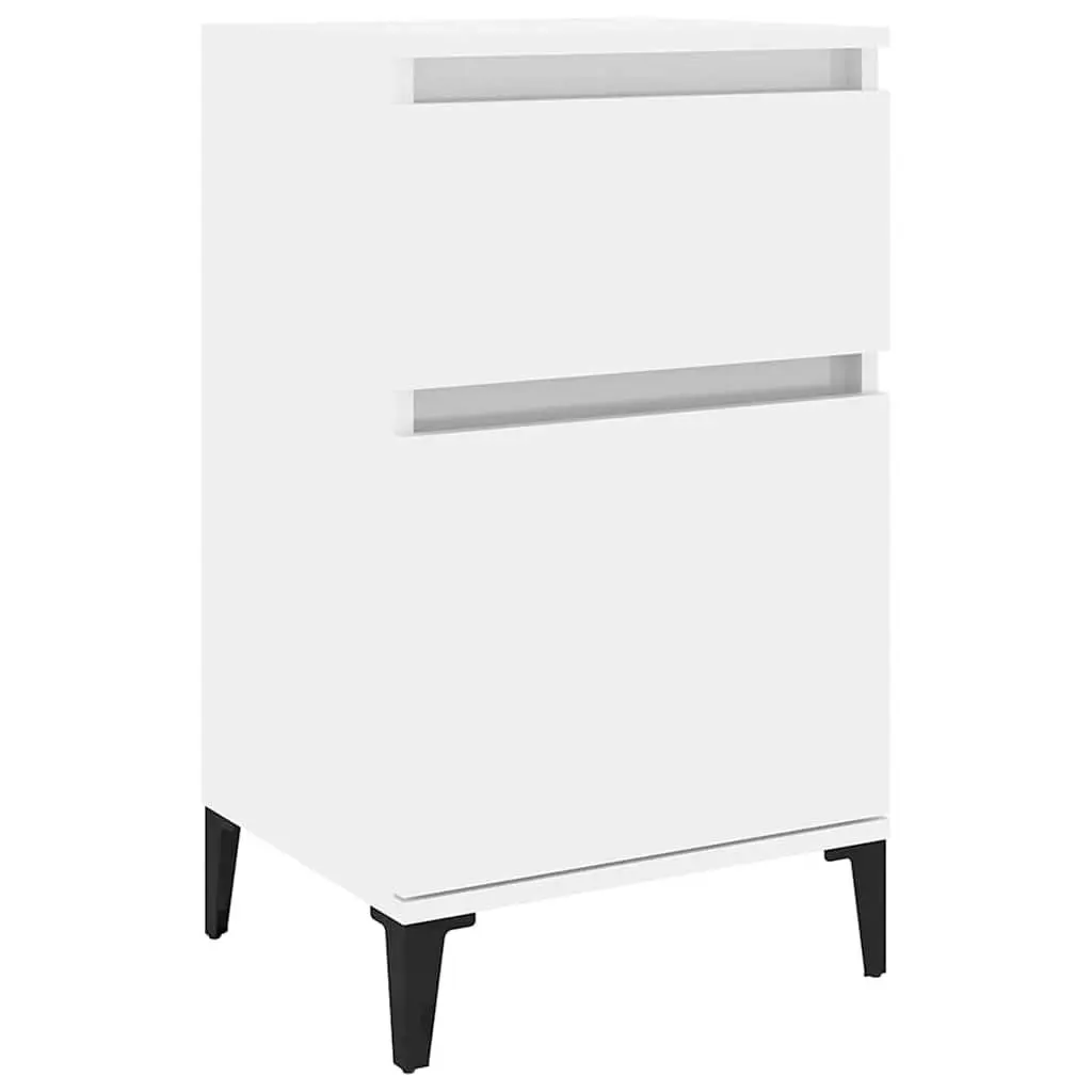 Bedside Table Storage Cabinet White High Gloss 40 x 35 x 70 cm