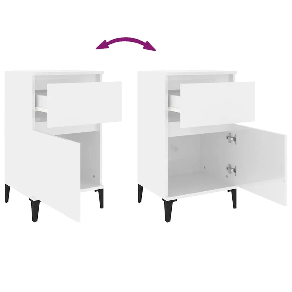 Bedside Cabinets 2 pcs White 40x35x70 cm Storage Nightstand Furniture