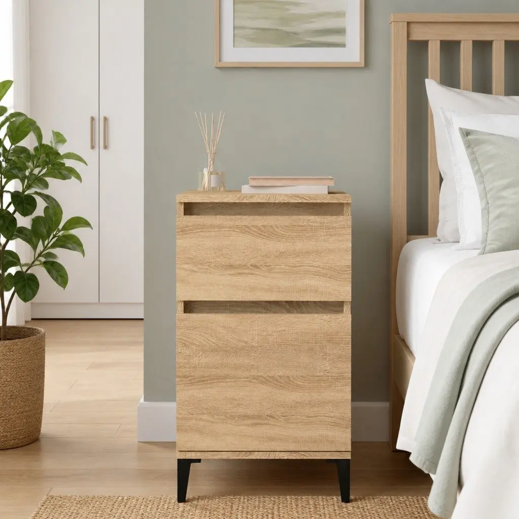 Bedside Table Storage Drawer Brown Bedroom Furniture 40 x 35 x 70 cm