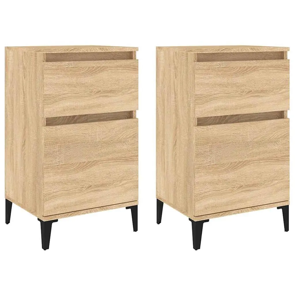Bedside Cabinets Storage Nightstand 40x35x70 cm Brown Set of 2