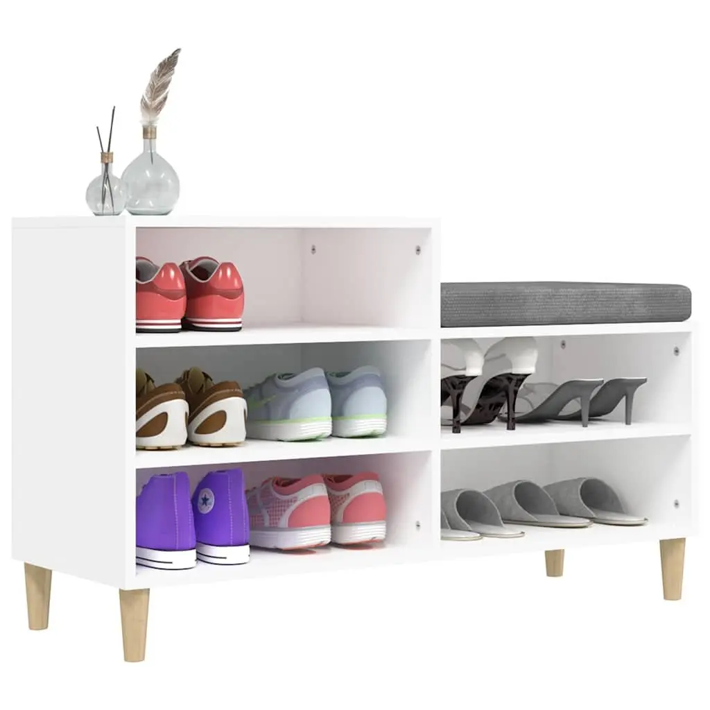 Shoe Cabinet White 102x36x60cm Engineered Wood Storage Organiser 5 Compartments