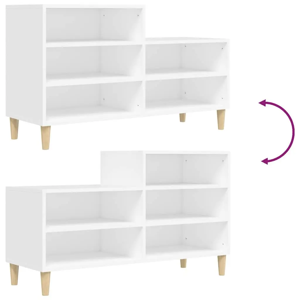 Shoe Cabinet White 102x36x60cm Engineered Wood Storage Organiser 5 Compartments
