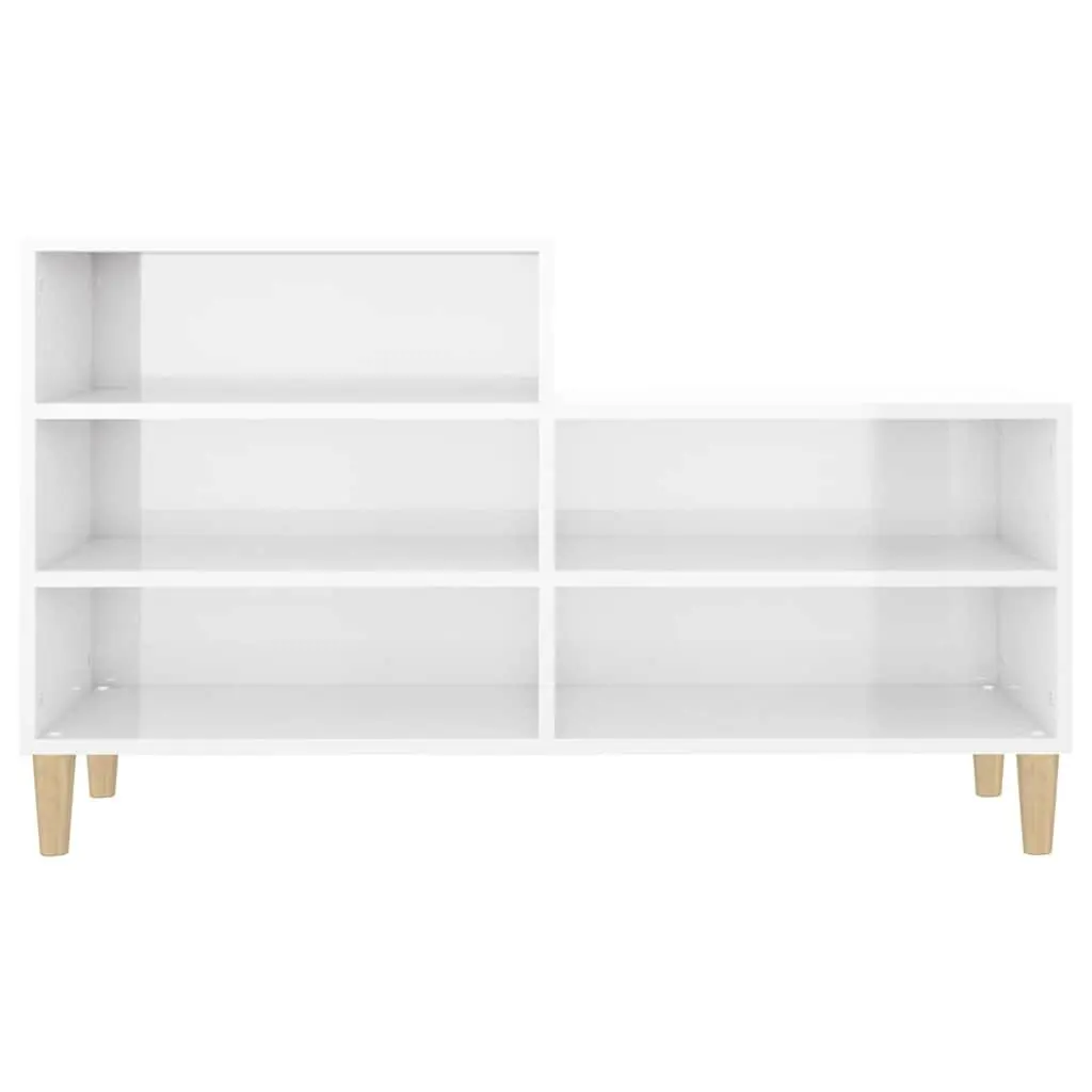 Shoe Cabinet Organiser 5 Compartments White High Gloss Wooden Legs