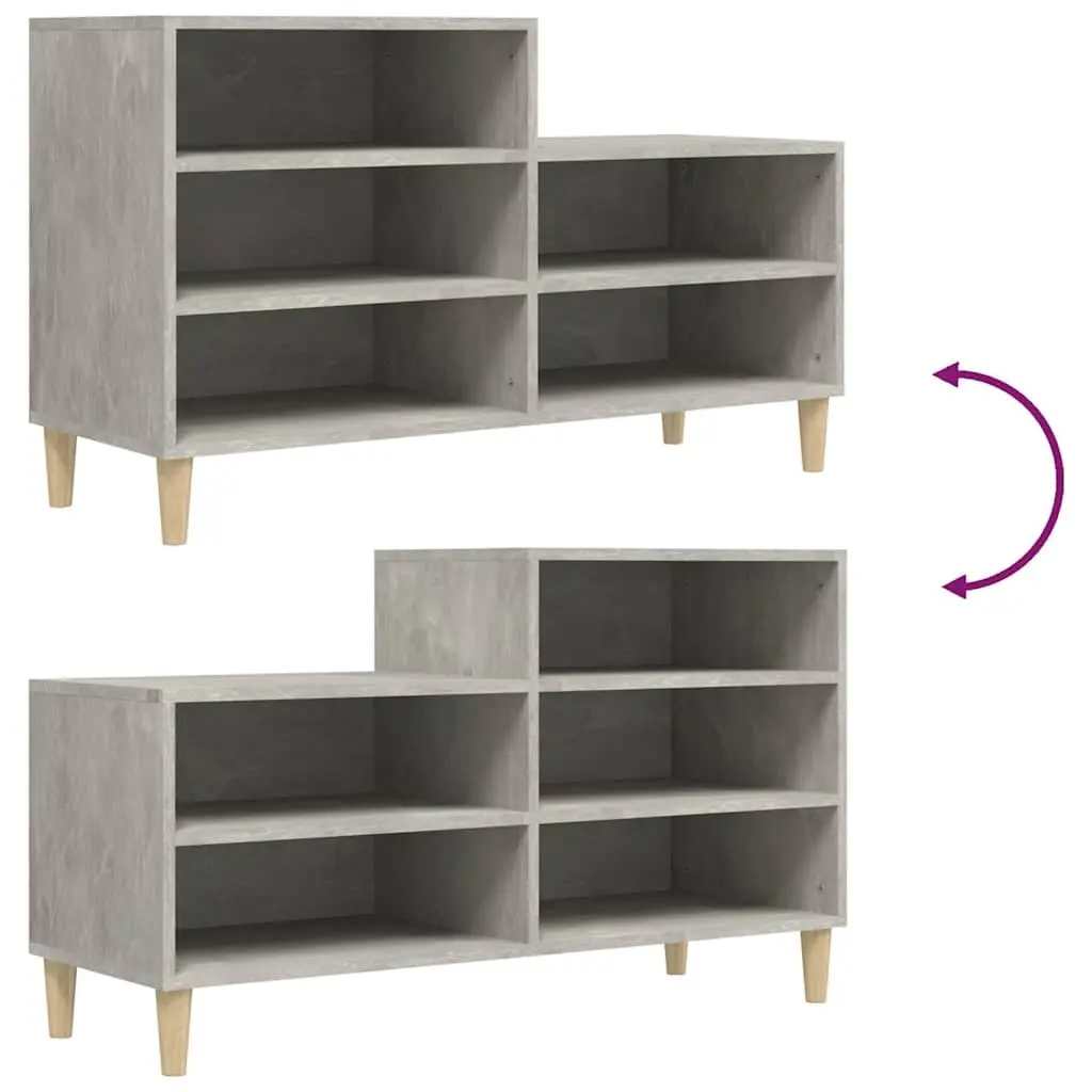 Shoe Cabinet Grey Storage Organiser 5 Compartments Engineered Wood Wooden Legs