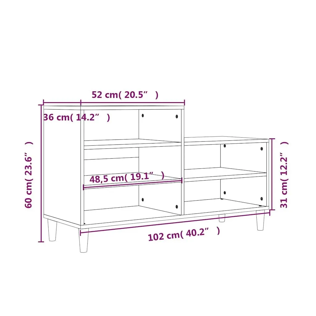 Shoe Cabinet Grey Storage Organiser 5 Compartments Engineered Wood Wooden Legs