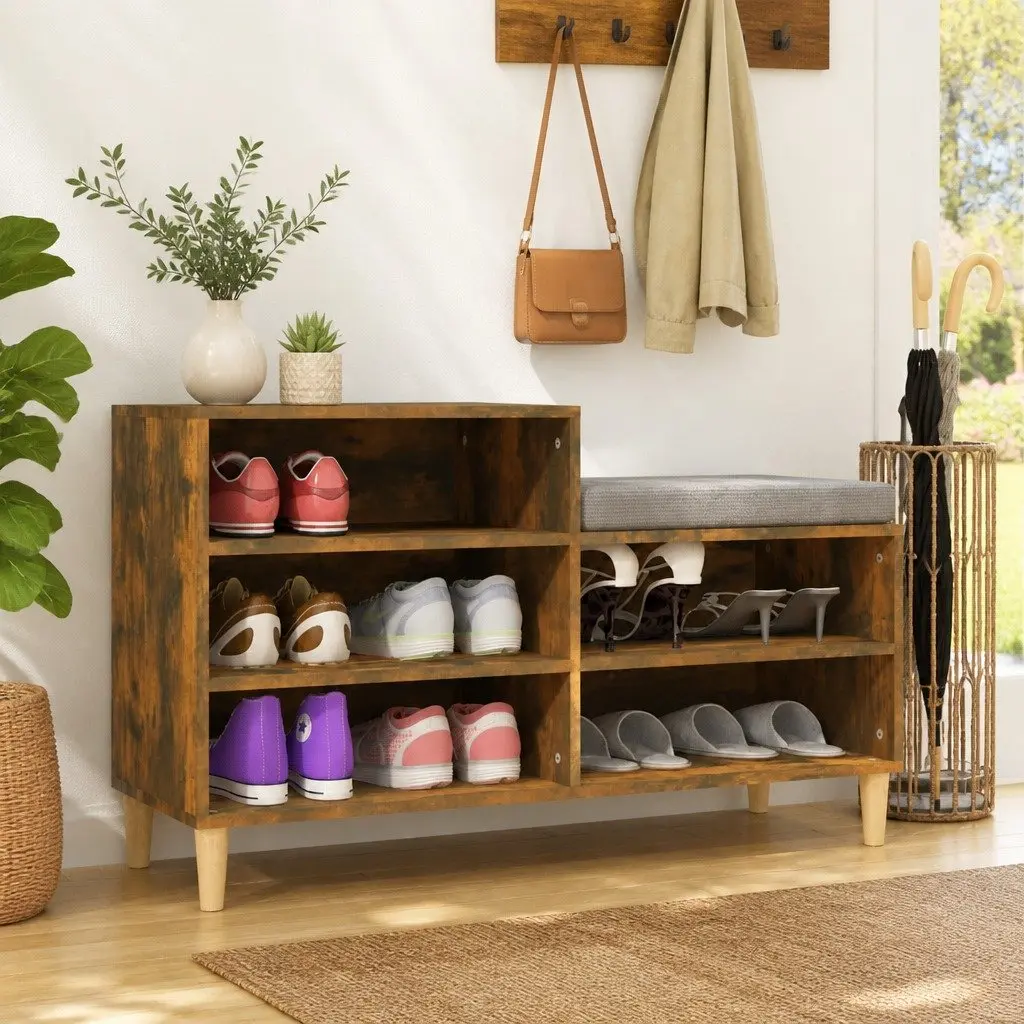 Shoe Cabinet Organiser 5 Compartments Brown Engineered Wood