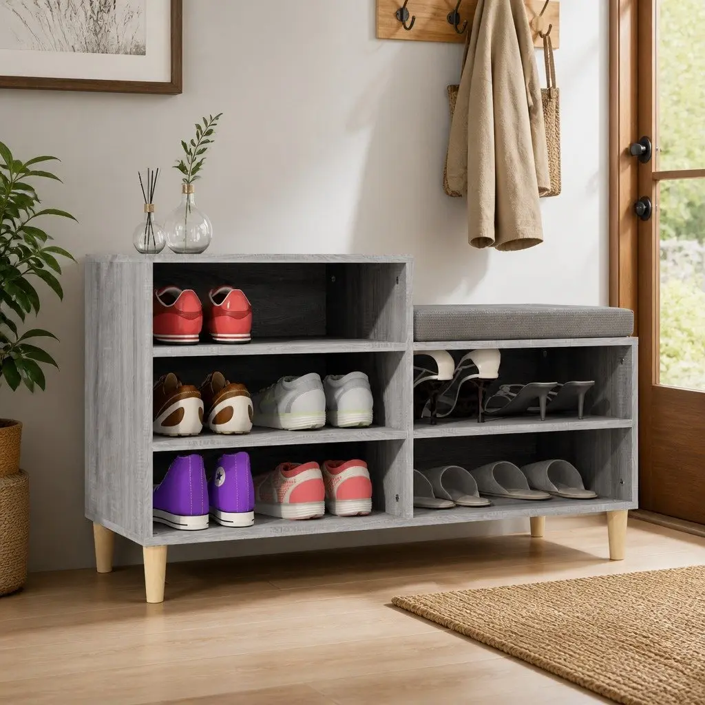 Shoe Cabinet Storage Organiser 102x36x60cm Grey Sonoma Engineered Wood