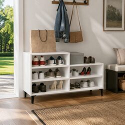 Shoe Cabinet White 102x36x60 cm Engineered Wood Storage Rack 5 Shelves