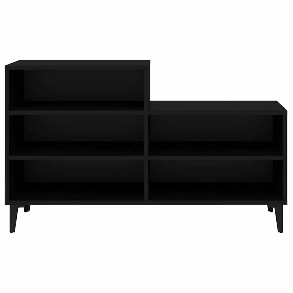 Shoe Cabinet Storage Organiser 5 Shelf Compact Black Engineered Wood
