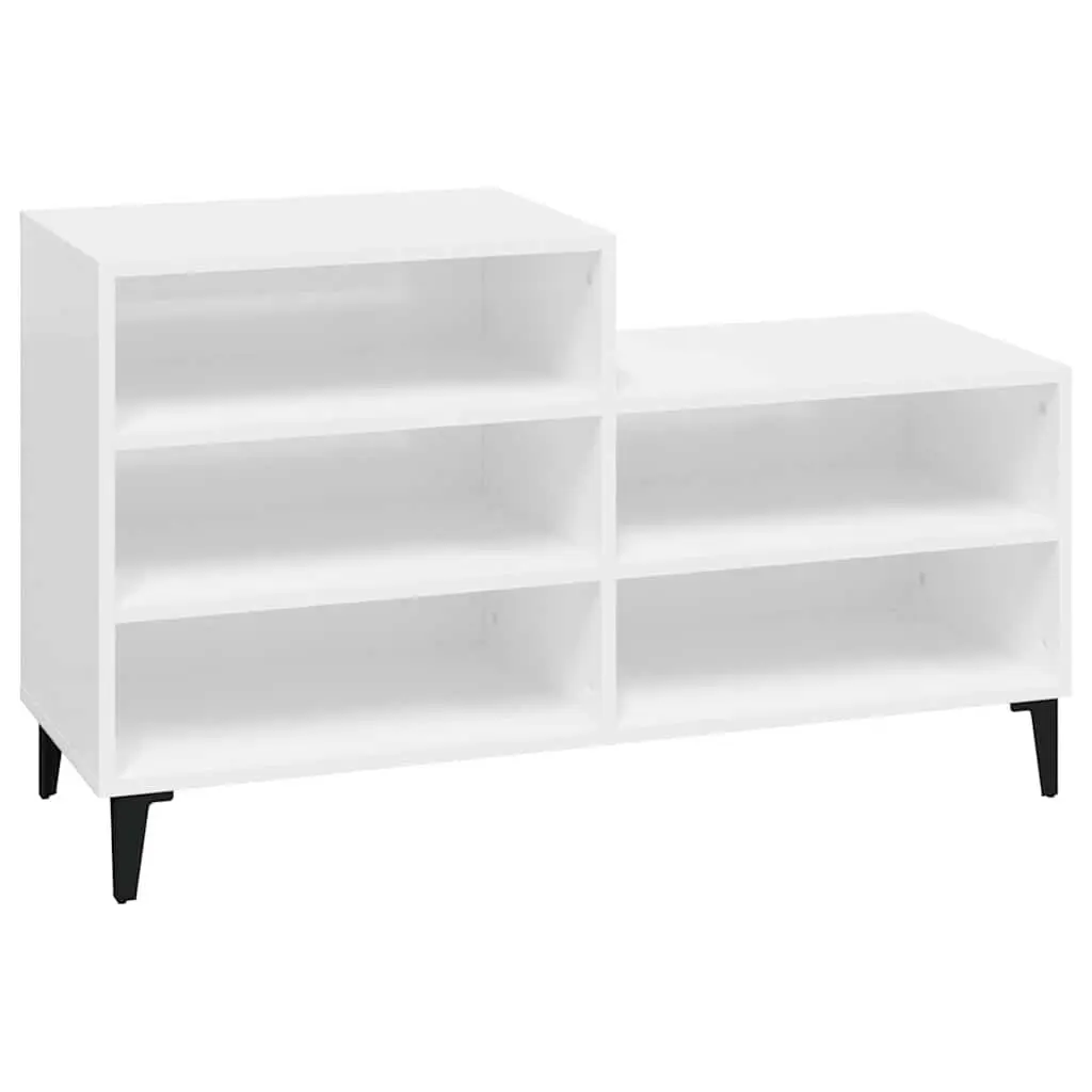 Shoe Storage Cabinet Compact Organiser Unit 5 Shelves High Gloss White Engineered Wood