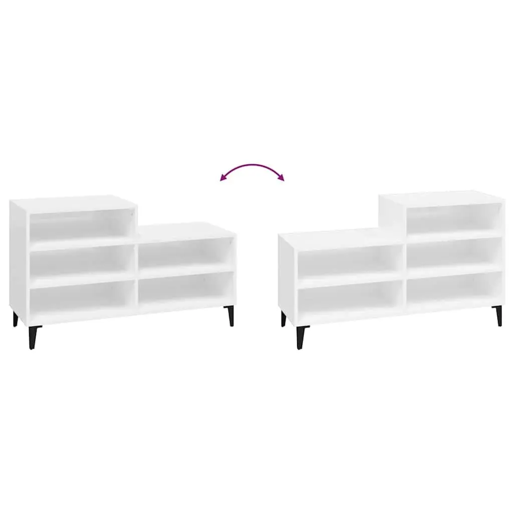 Shoe Storage Cabinet Compact Organiser Unit 5 Shelves High Gloss White Engineered Wood