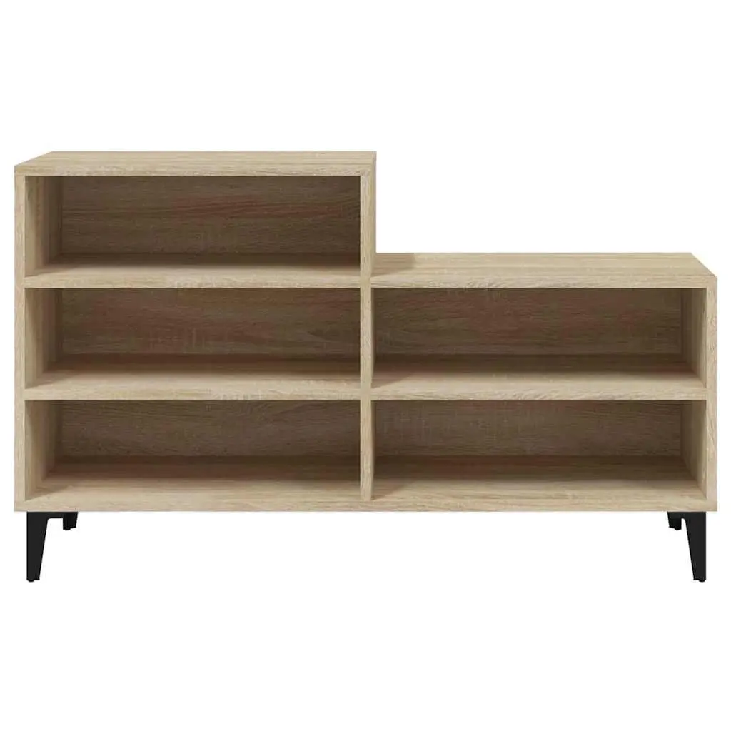 Shoe Storage Organiser 5 Tier Engineered Wood Beige Compact Cabinet