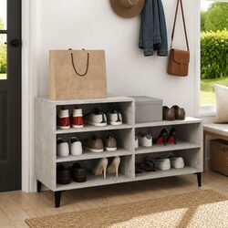 Shoe Cabinet Grey 102x36x60cm Engineered Wood Storage Rack 5 Shelves Organiser