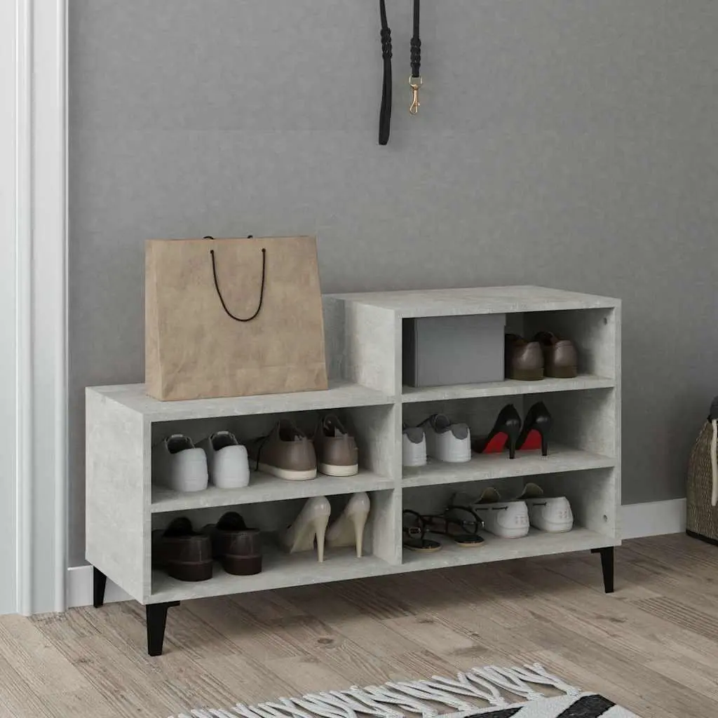 Shoe Cabinet Grey 102x36x60cm Engineered Wood Storage Rack 5 Shelves Organiser