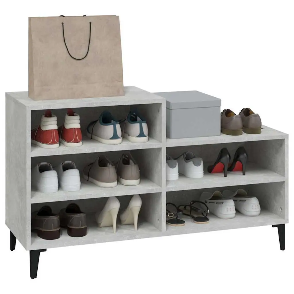 Shoe Cabinet Grey 102x36x60cm Engineered Wood Storage Rack 5 Shelves Organiser