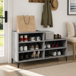 Practical Grey Shoe Cabinet with 5 Shelves for Storage