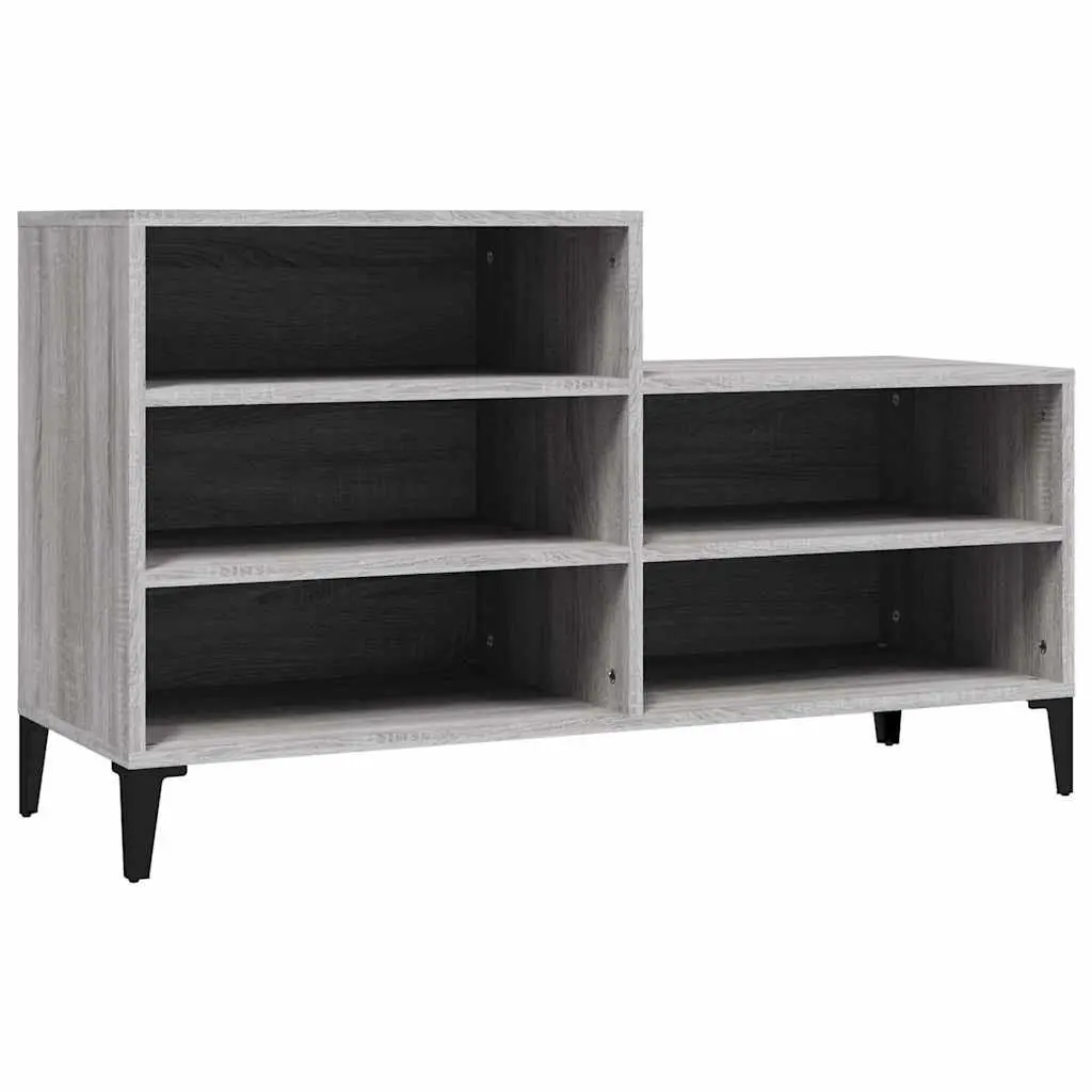 Shoe Cabinet Storage Organiser 5 Shelf Grey Engineered Wood