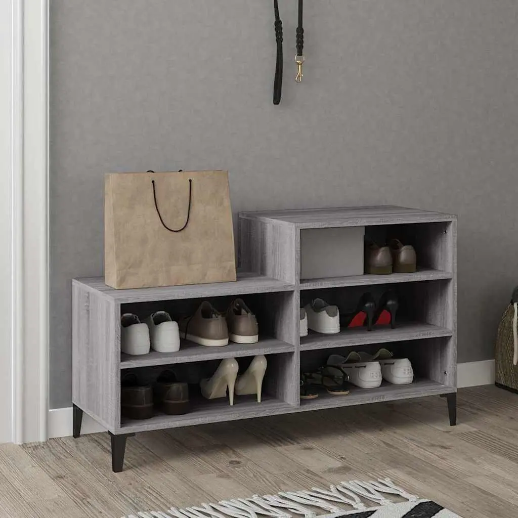 Shoe Cabinet Storage Organiser 5 Shelf Grey Engineered Wood