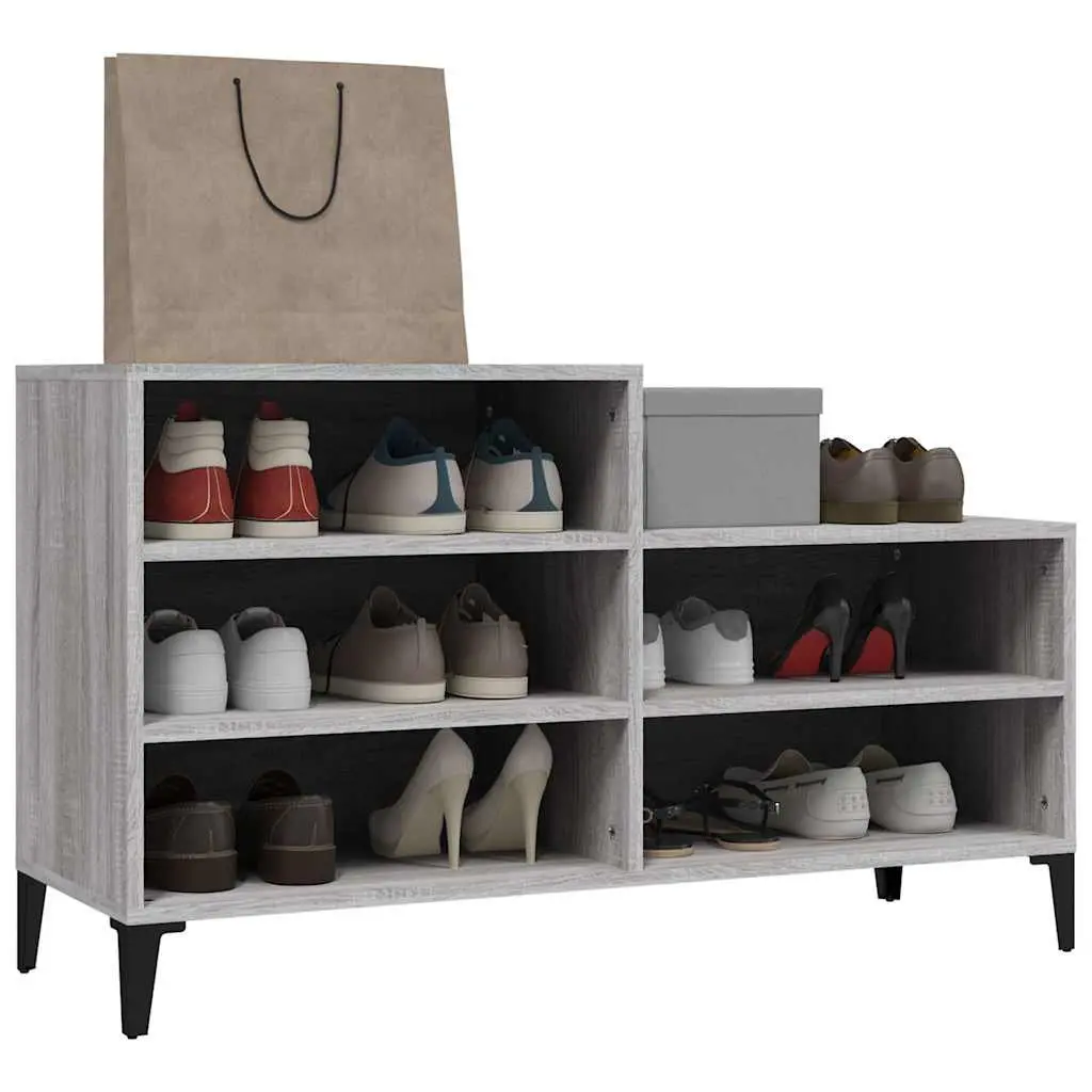 Shoe Cabinet Storage Organiser 5 Shelf Grey Engineered Wood