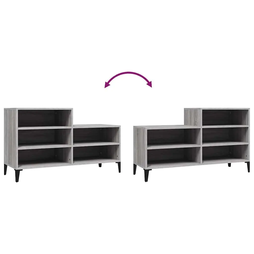Shoe Cabinet Storage Organiser 5 Shelf Grey Engineered Wood