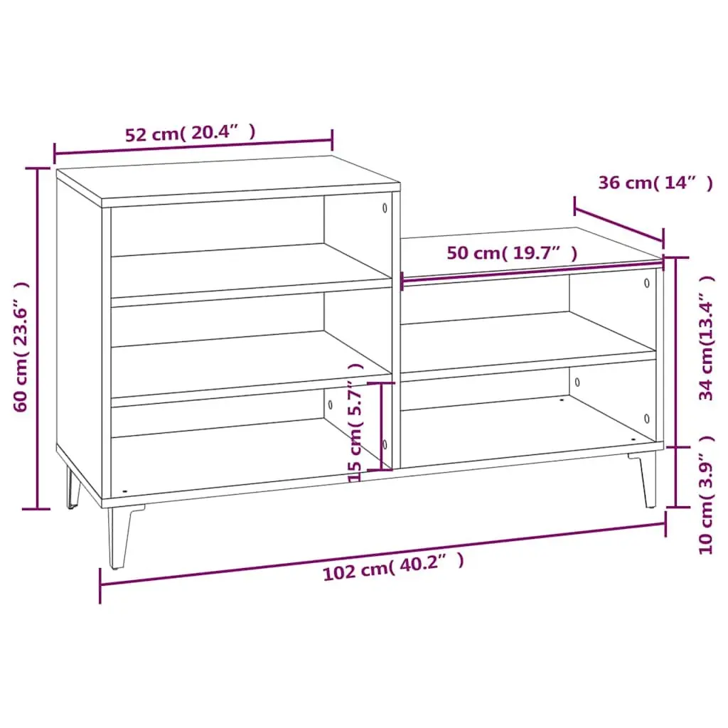 Shoe Cabinet Storage Organiser 5 Shelf Grey Engineered Wood