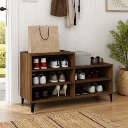 Compact and Reliable Brown Oak Shoe Cabinet