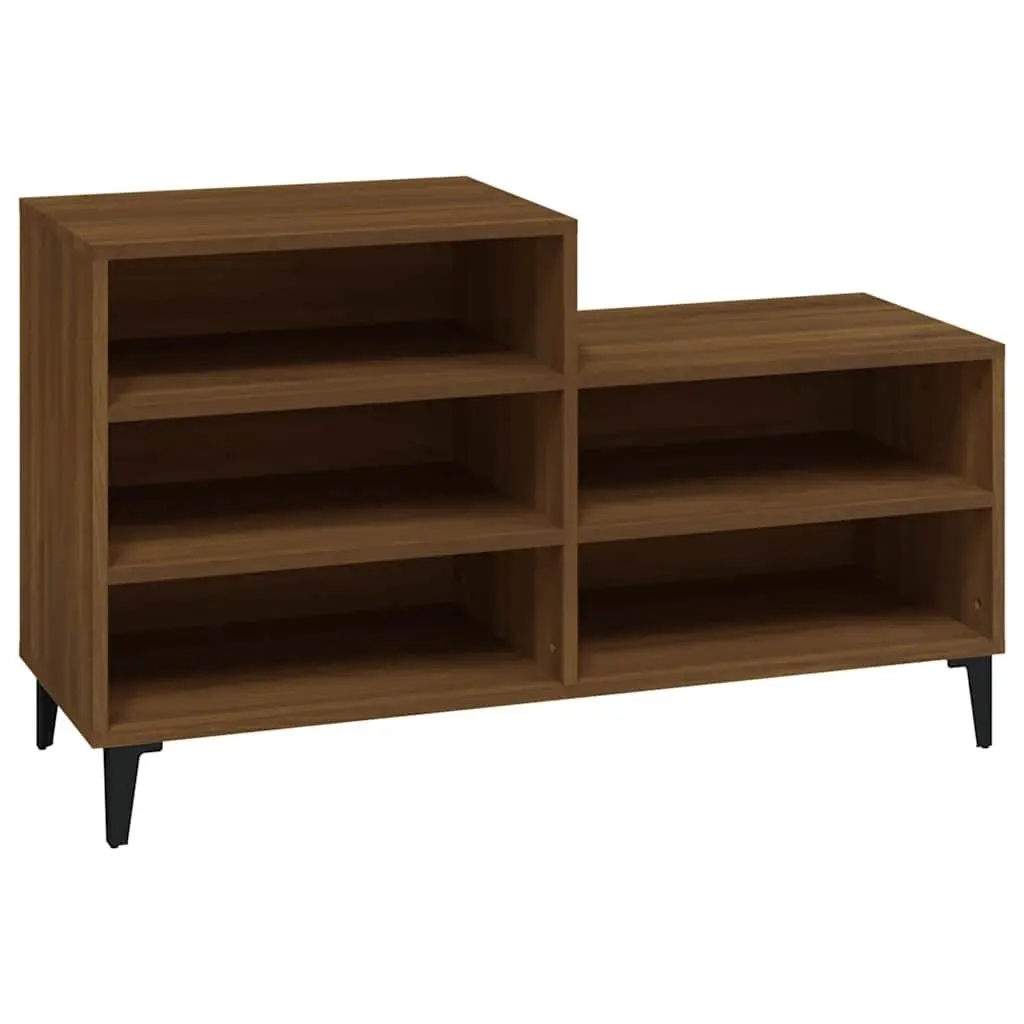 Shoe Cabinet Storage Rack 102x36x60cm Brown Oak 5 Shelves Engineered Wood